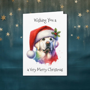 Carte White Lab à Santa Hat Christmas