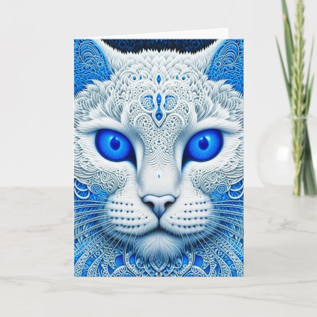 Carte White Mystical Cat Ethereal AI Art (Devant)