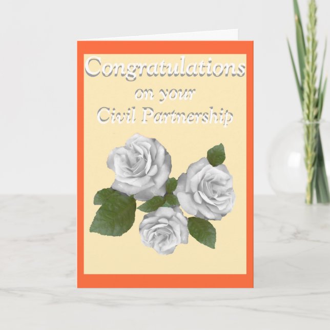 Carte White Roses félicitations Civil Partnership (Devant)