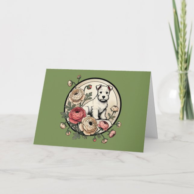 Carte White Scottish Terrier Art Cute Scottie (Devant)