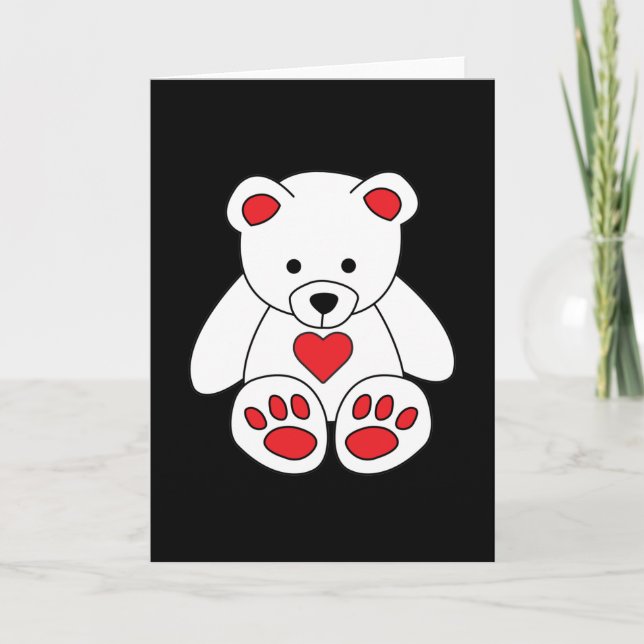Carte White Teddy Bear Coeur Saint Valentin Je t'aime (Devant)