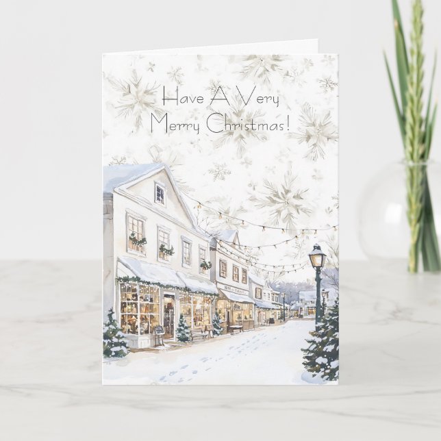 Carte White Winter Snowflakes Christmas Town (Devant)