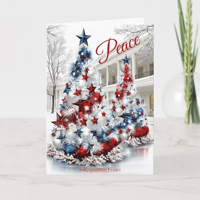 Carte Whitehouse Festive USA Noël Arbres (Devant)
