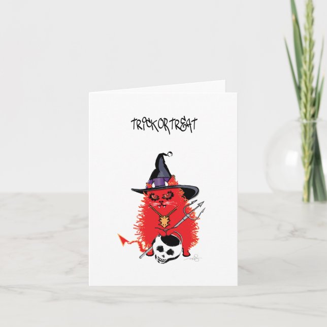 Carte Wicked Kitty Devil Chat Trick ou Treat (Devant)
