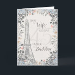Carte Wife Romantique 45ème anniversaire Tour Eiffel<br><div class="desc">La carte romantique pour le 45ème anniversaire de la femme a une bordure florale bleue et grise,  un croquis de la Tour Eiffel et un subtil 45 en arrière - plan. Conçu par Simply Put by Robin; éléments de The Hungry Jpeg.</div>