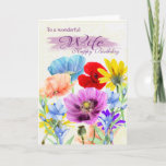Carte Wife Watercolor Wild Flowers Card<br><div class="desc">Pretty Watercolor garden flowers pansies daisies in various colors,  all the flowers were originally hand painted by myself. A sweet card that est parfait pour any lady.</div>