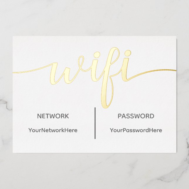 Carte Wifi pour invités avec feuille d'or véritabl (Recto)