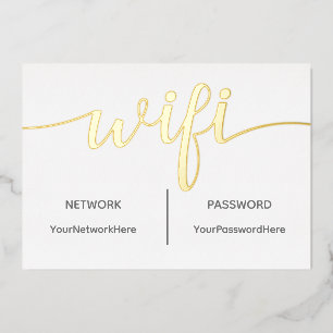 Carte Wifi pour Invités avec Vrai Feuille d'Or
