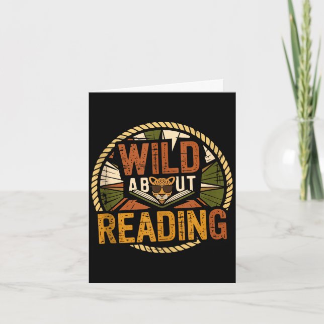 Carte Wild about reading books reader lover librarian (Devant)