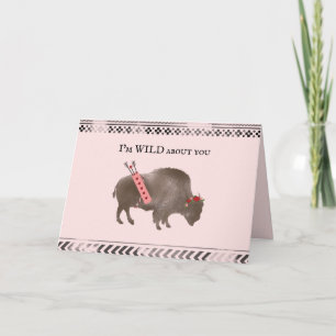 Carte Wild About You Buffalo Bison Cupid Valentine