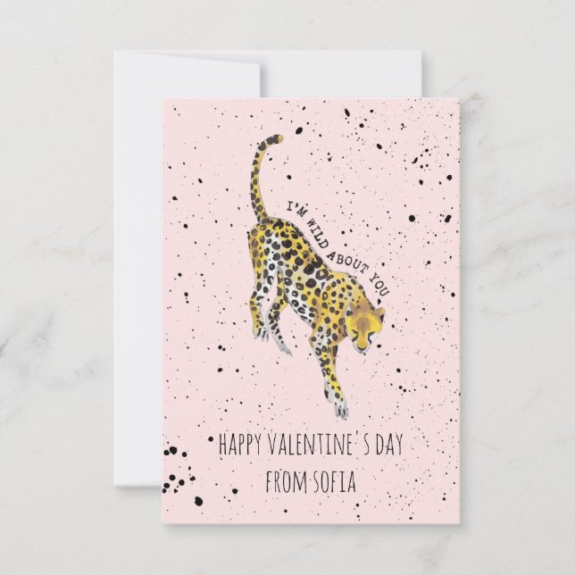 Carte Wild About You Cheetah Classroom Photo Valentine (Devant)