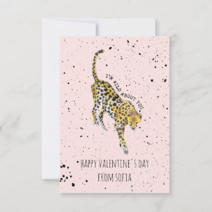Carte Wild About You Cheetah Classroom Photo Valentine