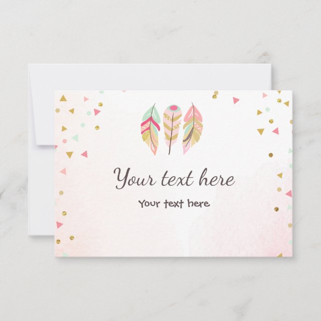 Carte Wild and Three Insert RSVP Feathes Wild One (Devant)