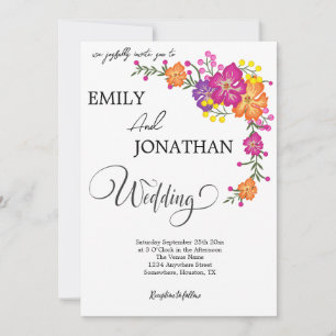 Carte Wild Colorful Flower Invitation Card