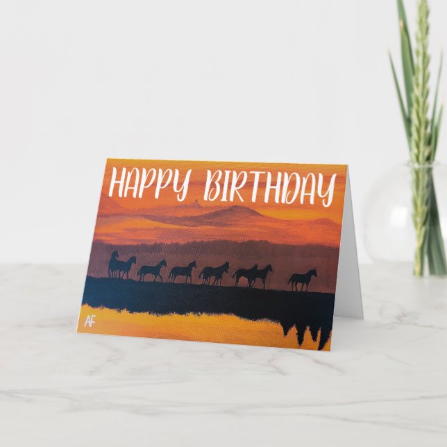 Carte Wild Horses of Montana Painting by Alfred Fox (Devant)