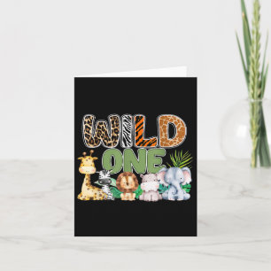 Carte Wild One 1er anniversaire Safari famille jumelage