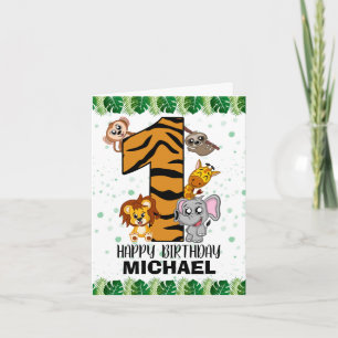 Carte Wild One Safari Jungle Animaux premier anniversair
