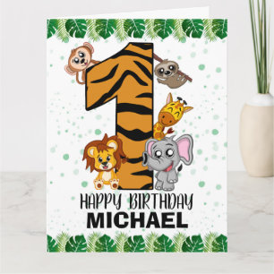 Carte Wild One Safari Jungle Animaux premier anniversair