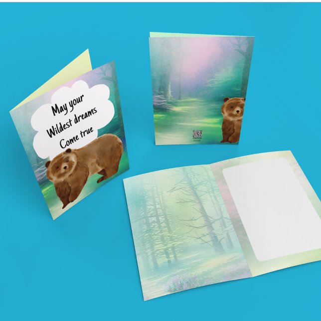 Carte Wild rêve bonne chance Bon Voyage bonne chance (Brown bear card)