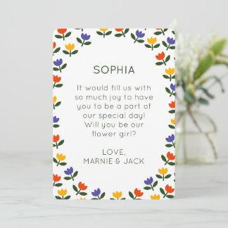 Carte Will You Be My Flower Girl? Modern Tulip Proposal