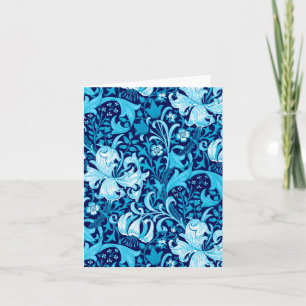 Carte William Morris Iris et Lily, Indigo Blue & White
