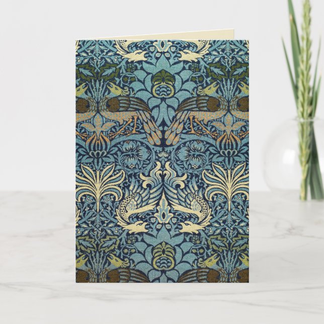 Carte William Morris Paon et Dragon Tissé (Devant)
