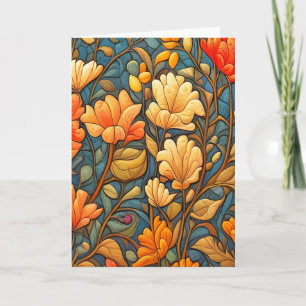 Carte William Morris Style motif floral dans les couleur