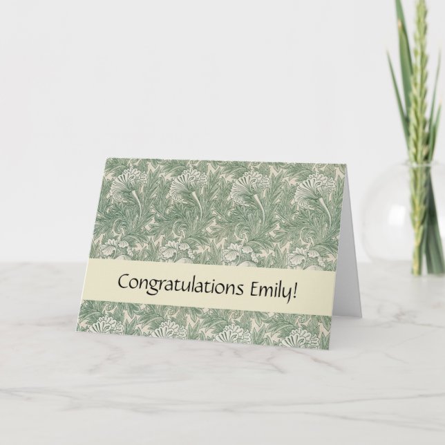 Carte William Morris tulip fond textile vert (Devant)