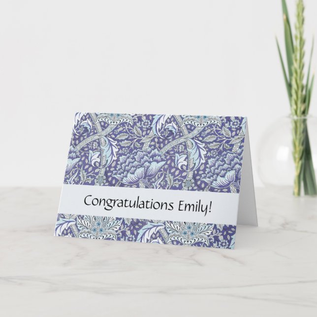 Carte William Morris Windrush Motif Bleu Floral (Devant)