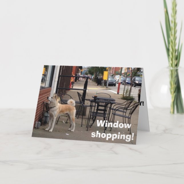 CARTE WINDOW SHOPPING "AKITA" DIT HEUREUX ANNIVERSAIRE (Devant)