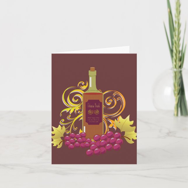 Carte Wine and Grapes Blank Notecard (Devant)