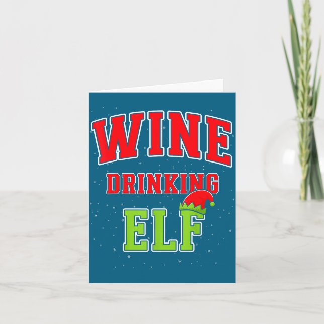 Carte Wine Drinking Elf Christmas Family Matching Group  (Devant)