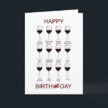 Carte Wine tasting funny birthday<br><div class="desc">Bois ! A funny card for wine tasters and wine drinkers. Glasses of wine with commentary that become more inebriated as the wine is drunk. Le jour de la fête de l'anniversaire de la fin.</div>