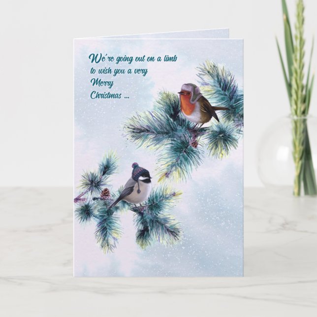 Carte Winter Birds Going Out on a Limb Christmas (Devant)