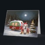 Carte Winter Bulldog Caravan Christmas Adventure<br><div class="desc">Laissez-vous tenter par la magie d'une nuit d'hiver enneigée alors qu'une caravane glisse gracieusement à travers le paysage illuminé par la lune. La beauté sereine de la neige scintillante et l'éclat enchanteur de la lune créent une scène captivante, promettant une aventure de Noël inoubliable remplie de chaleur, de joie et...</div>