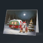 Carte Winter Bulldog Caravan Christmas Adventure<br><div class="desc">Laissez-vous tenter par la magie d'une nuit d'hiver enneigée alors qu'une caravane glisse gracieusement à travers le paysage illuminé par la lune. La beauté sereine de la neige scintillante et l'éclat enchanteur de la lune créent une scène captivante, promettant une aventure de Noël inoubliable remplie de chaleur, de joie et...</div>