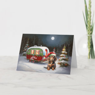 Carte Winter Dachshund Caravan Christmas Adventure