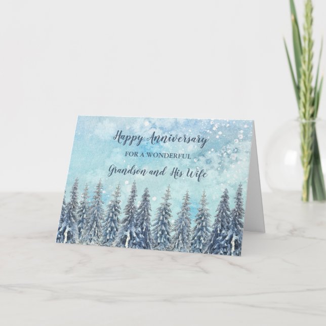 Carte Winter Grandson et son anniversaire de femme (Devant)