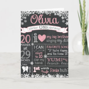Carte Winter ONEderland Birthday Chalkboard Sign