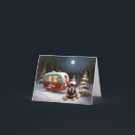 Carte Winter Rottweiler Caravan Christmas Adventure<br><div class="desc">Laissez-vous tenter par la magie d'une nuit d'hiver enneigée alors qu'une caravane glisse gracieusement à travers le paysage illuminé par la lune. La beauté sereine de la neige scintillante et l'éclat enchanteur de la lune créent une scène captivante, promettant une aventure de Noël inoubliable remplie de chaleur, de joie et...</div>