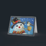 Carte Winter Snowman et Chickadee Bird Aquarelle Art<br><div class="desc">Carte de voeux "Fast Friends" d'aquarelle de l'artiste Jean Weiner "Fast Friends" présente un oiseau de chickadee noir coiffé d'une pipe de maïs de bonhomme de neige. L'oiseau et le bonhomme de neige semblent échanger un accueil amical entre eux. Le bonhomme de neige porte un chapeau noir et une écharpe...</div>