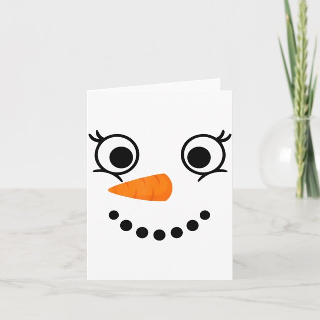Carte Winter Snowman Face Eyelashes Christmas Xmas Fun D (Devant)
