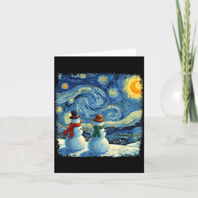 Carte Winter Snowman Van Gogh Starry Night Christmas  (Devant)