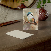 Winter Songbird in Knit Hat | Moon Mist Greeting