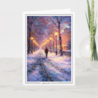 Carte Winter Walk Under Streetlights – Impressionist