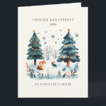 Carte Winter Woodland Vrolijk Kerstfeest Salutation<br><div class="desc">Pour la famille à Noël. Bois d'hiver Vrolijk Kerstfeest carte de voeux qui peut être personnalisée à l'avant et à l'intérieur. Pour les amis et la famille ce Noël.</div>