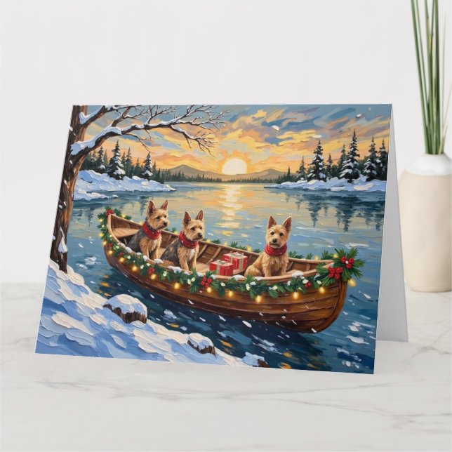 Carte Wire Fox Terrier Christmas Boat Holiday (Devant)