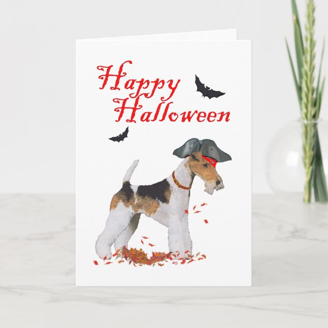 Carte Wire Fox Terrier Halloween (Devant)