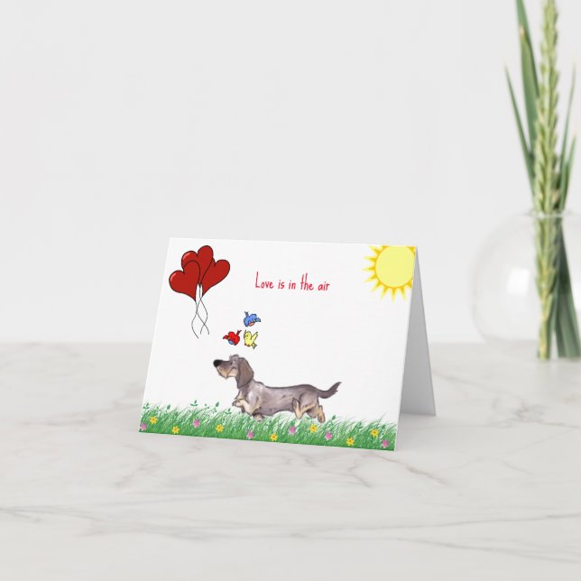 Carte Wire Hair Dachshund Valentine (Devant)