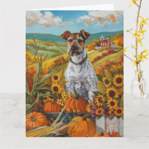 Carte Wirefox Terrier Chien Automne Moisson Thankgiving